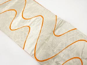 アンティーク　流水に向かい鶴・花模様織り出し袋帯（材料）